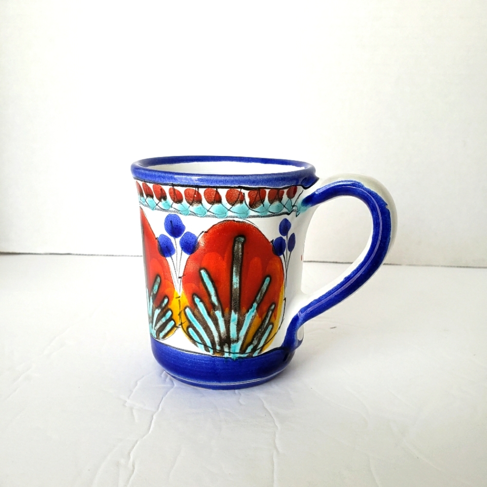 Handpainted Ceramic Expresso/ Tea  Cup / Coffee Mug Colorful Floral ~ Italy
